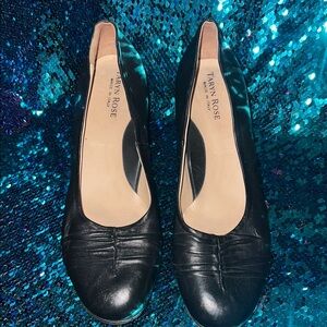 Taryn Rose Black Leather Flats with Rounded Toe